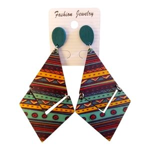 Fashion Jewelry earrings Boho studded 3.5" lightweight rust/tan. New